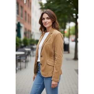 American Eagle Outfitters Corduroy Blazer Tan Button Front Women's Size L